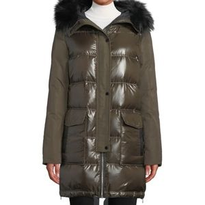 Derek Lam 10 Crosby hooded puffer with fur trim